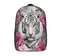 kaiyun Tigre blanc Face Sacs À Dos Pour Étudiant,Mignonne Art floral Décontracté Pour Garçons Filles Cartable Scolaire 17inch