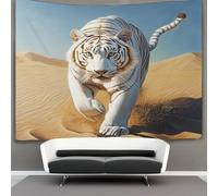 kaiyun Tigre blanc Tapisserie Murale À Suspendre, Désert Pour Décoration De Chambre À Coucher,fête D'anniversaire Ou Toile De Fond De Jardin 130cmx150cm