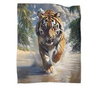 kaiyun Tigre en Course Animaux Sauvages en Action Scene Imprimée Moelleuse,Douce Et Couverture en Peluche Adaptée Au Canapé-lit 40x50inch(100x130cm)