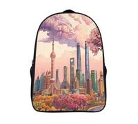 kaiyun Tour de Shanghai Décontractée Sac À Dos Enfants Cartables Bâtiment historique Fille Garçons Sac D'école Pour Scolaire Ou Voyage 16 inch