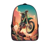 kaiyun Tout-terrain vert-road Motorcycle Speeding over Rocky Terrain Sac À Dos D'école Imprimé 3D Sac À Unisexe Pour Enfants/étudiants/Adultes 39x29x16cm