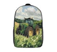 kaiyun Tracteur in The Field - Dessin animé Sac À Dos Filles Cartable Enfants Garçons 17inch Grande Capacité Adolescents Sac De Voyage Scolaire Poids Léger