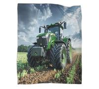 kaiyun Tracteur Vert dans Un Champ Plaids Doux Et Chauds Machines agricoles Modernes Couverture Imprimée pour Lits Et Canapés 50x60inch(127x152cm)