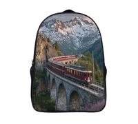 kaiyun Train express traversant un pont de pierre imposant dans les Alpes Cartable Imprimé 3D Sac À Dos Pour Ordinateur Portable Unisexe Pour Enfants/étudiants/Adultes 39x29x16cm