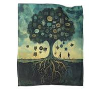 kaiyun Tree Representing Personal Growth, Reconciliation Concept Couverture Knowledge and Understanding Symbol Super Douce,légère,Chaude Et Confortable pour Canapé De Voyage,70x80inch(180x200cm)