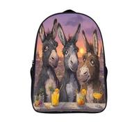 kaiyun Trois ânes joyeux au bar sur le toit Sac À Dos Enfants - Garçons Filles Cartable Scolaire Adolescents Bon Pour L'école Et Les Voyages 16 inch