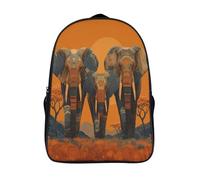 kaiyun Trois éléphants dans un style africain Sac A Dos Ecole Primaire,Sac À Dos Pour Enfants - Sac De Livre D'école Adolescents Con Boucle De Réglage 16 inch