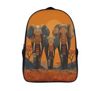 kaiyun Trois éléphants dans un style africain with Patterns on Their BodiesSacs À Dos Pour Enfants École, Grande Capacité Adolescents Sac À Garçons Filles Voyage 16 inch
