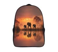 kaiyun Trois éléphants marchant dans l'eau au coucher du soleil Sac À Dos D'école Imprimé 3D Sac À Unisexe Pour Enfants/étudiants/Adultes 16 inch