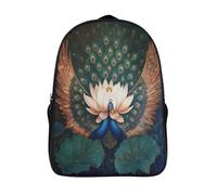 kaiyun Two Paons with Open Wings Sac A Dos Scolaire,Immense Lotus Cartable Fille Garçons Enfant,Adolescent Loisir Voyage Utilisation Quotidienne 16 inch