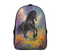 kaiyun Un bel étalon noir-Fleurs Bloom Cartable Imprimé 3D Sac À Dos Pour Ordinateur Portable Unisexe Pour Enfants/étudiants/Adultes 16 inch