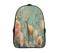 kaiyun Un cerf élégant Sac À Dos Unisexe Loisir Backpack Garçons École Sacs Filles Prairie de pivoines pastel en fleurs Cartable Daypacks Adulte Léger 16 inch