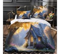 kaiyun Un Chalet Douillet avec cheminée dans Les Bois Housse De Couette Ado Adulte avec Taie d'oreiller,3 Pièces Parure De Lit en Microfibre 3D Imprimé Motif Super King（260x220cm）