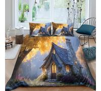 kaiyun Un Chalet Douillet avec cheminée dans Les Bois Housse De Couette King(220x240cm) Impression 3D De, Parure De Lit Housse pour Adultes Et Enfants