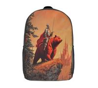 kaiyun Un chevalier chevauchant un ours rouge sur une colline Sac À Dos Enfants - Garçons Filles Cartable Scolaire Adolescents Bon Pour L'école Et Les Voyages 17inch