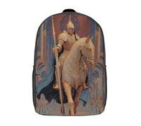 kaiyun Un chevalier en armure dorée à cheval entre dans le pont-levis du château Sac À Dos,Sac Scolaire Enfant Ado Camping,Voyage Cartable Scolaire, Sacs Scolaires,17inch