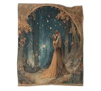 kaiyun Un Couple dans la forêt étoilée symbolise Un Amour ancestral 3D Literie Couverture De Lit en Peluche Imprimée Numérique pour Garçons Et Filles 70x80inch(180x200cm)