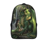 kaiyun Un Dragon et une fée assis dans une forêt dense Sac À Dos Enfants - Garçons Filles Cartable Scolaire Adolescents Bon Pour L'école Et Les Voyages 16 inch