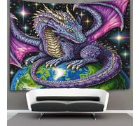 kaiyun Un Dragon mignon encercle la Terre Décorations Tapisserie Tenture Murale Impression 3D Couverture Murale Affiche Pour Salon Chambre Dortoir Décor 130cmx150cm
