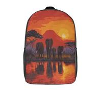 kaiyun Un groupe d'éléphants sur la rive d'une rivière Sac À Dos Cartable BackpacK Scolaire Enfants Portable Léger Et Design Respirant Unisexe 17inch College Pack