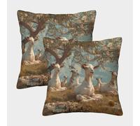 kaiyun Un Troupeau de chèvres Lors d'une journée d'été ensoleillée Taie d'oreiller Imprimé Maison Salon Chambre Housses De Coussin 45x45cm Paquet De 2