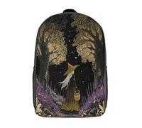 kaiyun Une belle sorcière se promène dans une forêt de lavande parsemée d'étoiles. Sac À Dos Cartable BackpacK Scolaire Enfants Portable Léger Et Design Respirant Unisexe 17inch College Pack