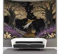 kaiyun Une belle sorcière se promène dans une forêt de lavande parsemée d'étoiles. Tapisserie Murale Tentures Murales Pour Salon Tenture Murale Décorative Pour Chambre 70cmx100cm