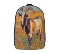kaiyun Une chèvre colorée debout Sacs À Dos,3D Imprimé Étudiant Cartable Garçons Filles Livre Sac Pour Maternelle Ou Primaire 17inch
