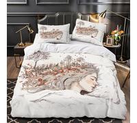 kaiyun Une Femme se promène dans Une forêt de Lavande et se retourne dans Une travestie Parure De Lit avec Taie d'oreiller 3D Microfibre Housse Couette Parure Motif,pour Adultes Enfants Filles Garçon