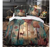 kaiyun Une forêt d'été Magique Housse De Couette Microfibre - Parure De Lit 3D Imprimé, Chambre À Coucher Décoration Comfort Housse Couette Et Taies d'oreiller Super King（260x220cm）