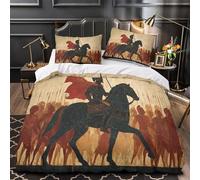 kaiyun Une Peinture Grecque Antique, Un Guerrier Parure De Lit Housse De Couette en Microfibre + Taies D'oreillers, 3D Imprimé De Sets De, pour Filles Garçon Super King（260x220cm）