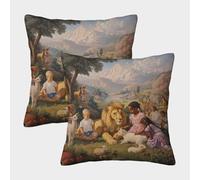 kaiyun Une scène d'harmonie Entre Les Humains et Les Animaux Housse De Coussin,Taie d'oreiller,Confortable Et Durable Maison Salon Chambre Décoration De La Imprimée,50x50cm Paquet De 2