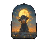 kaiyun Vache colorée Sac À Dos Unisexe Loisir Backpack Garçons École Sacs Filles Fleurs Under The Pleine lune Cartable Daypacks Adulte Léger 16 inch