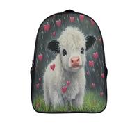kaiyun Veau mignon des Highlands Sac À Dos Filles Cartable Enfants Garçons 16 inch Grande Capacité Adolescents Pluie de cœurs Sac De Voyage Scolaire Poids Léger