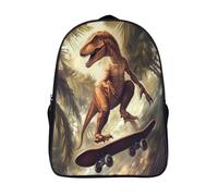 kaiyun Vélociraptor Sac À Dos D'école Kick-flip on A Skateboard Imprimé 3D Sac À Unisexe Pour Enfants/étudiants/Adultes 16 inch