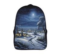 kaiyun Village de montagne enneigé Sac À Dos Scène nocturne Cartable Scolaire Boucle De Réglage Sac A Dos Filles Garçons Pour Enfants Mignon Sac Scolaire 16 inch