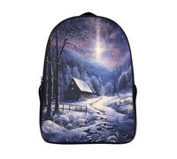 kaiyun Village de Montagne Enneigée Sacs À Dos,3D Imprimé Scène nocturne Étudiant Voituretable Garçons Filles Livre Sac Pour Maternelle Ou Primaire 16 inch