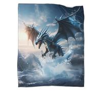 kaiyun Vol du Dragon de Glace Couverture Imprimée en 3D Créature Mythique Fantastique Édredon en Peluche Douce pour Lits Et Canapés De Vacances,70x80inch(180x200cm)