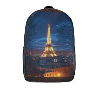kaiyun Vue depuis la fenêtre Sac A Dos Ecole Primaire,Sac À Dos Pour Enfants - Paris la nuit Sac De Livre D'école Adolescents Con Boucle De Réglage 17inch