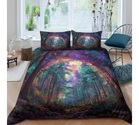 kaiyun Vue Fantastique sur Une forêt et Une Montagne Housse De Couette Parure De Lit 3 Pièces en Microfibre 3D Motif Imprimé avec Taies d'oreiller pour Adultes Enfants King（220x240cm）