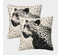 kaiyun White Léopard with Black Spots, Abstract Graphic Style Housse De Coussin Taie d'oreiller Adaptée pour Canapé Salon Chambre Décoration De La Maison,40x40cm Paquet De 2