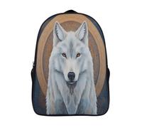 kaiyun White Loup Décontractée Sac À Dos Enfants Cartables Style chamanique Fille Garçons Sac D'école Pour Scolaire Ou Voyage 16 inch
