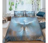 kaiyun White Phénix Rises from The Fiery Ashes Parure De Lit Housse 3D Imprimé Microfibre 3 Pièces, Housse Couette avec Taies d'oreiller Filles Garçon Double（200x200cm）