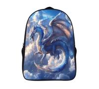 kaiyun Winged Dragon bleu Sac À Dos Filles Cartable Enfants Garçons 16 inch Grande Capacité Adolescents Nuages bleus et blancs Sac De Voyage Scolaire Poids Léger