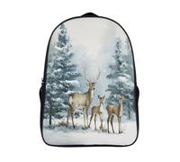 kaiyun Winter Forest Scene with Three Cerf Standing on The Snowy Ground Sac A Dos Ecole Primaire,Sac À Dos Pour Enfants - Sac De Livre D'école Adolescents Con Boucle De Réglage 39x29x16cm