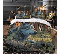 kaiyun Wolf in The Forest 3 Pcs Couverture De Couette Doux Literie Set en Microfibre 3D Imprimé avec Taies d'oreiller pour Filles Garçon Super King(260x220cm)