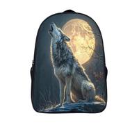 kaiyun Wolves HChouetteing at The Lune Sac À Dos Enfants - Garçons Filles Cartable Scolaire Adolescents Bon Pour L'école Et Les Voyages 16 inch