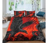 kaiyun Yatagarasu de l'enfer 3D en Microfibre Housse De Couette avec Fermeture Éclair,Dark Gothique 3 Pièces Parure De Lit Housse pour Adultes Et Enfants Double（200x200cm）