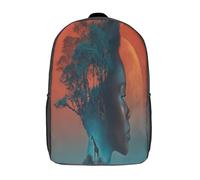 kaiyun Young African Portrait de femme Sac A Dos Scolaire,Paysage de prairie Cartable Fille Garçons Enfant,Adolescent Loisir Voyage Utilisation Quotidienne 17inch