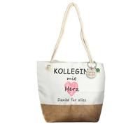 Kaiyzo Sac à Provisions avec Un Porte-CléS TrèFle à Quatre Feuilles Sac en Tissu Patchwork De Toile De Jute Doublure en Tissu Oxford ImperméAble Cadeau D'Adieu pour Les CollèGues Grande Capacité